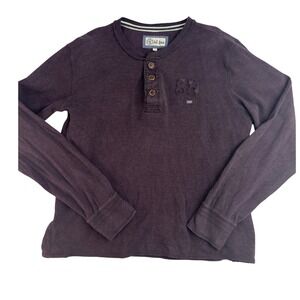 Fat Face Men's Large Henley Shirt Long Sleeve‎ Casual Top Brown? Maroon Casual